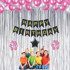 Happy Birthday Decorations for Boys- Golden Banner, Blue Foil Curtain,Star Foil Balloons, Metallic Balloons -Decoration Items for Birthday Party, Birthday Decoration kit