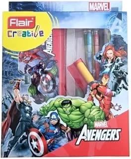 FLAIR Stationery Kit| Includes 5 Extra Dark 2B Wooden Pencils, 1 Switch Eraser, 1 Long Point Sharpener, 1 Glue Stick 8 Gm., 1 Plastic Storage Box With Set Square & Protractor