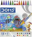DOMS 14 Shades Brush Pen Box Pack | Super Soft Tip With Brilliant Colors | Water Based Ink Which Gives Water Color Effect | Pack Of 1, Multicolor
