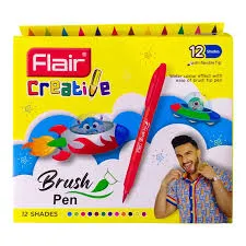 Flair Brush Pens - 12 Shades with Flexible Tip