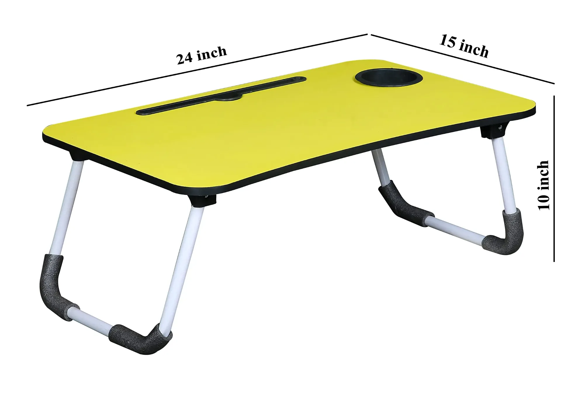 Smart Multi-Purpose Laptop Table with Dock Stand and Coffee Cup Holder/Study Table/Bed Table/Foldable and Portable/Ergonomic & Rounded Edges/Non-Slip Legs/Engineered Wood (