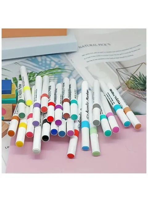 Acrylic Paint Markers Set | Acrylic Marker | Marker Pens for Rock Painting, Glass, Wood, Fabric, DIY Crafts, Drawing & Sketching – Quick Dry,